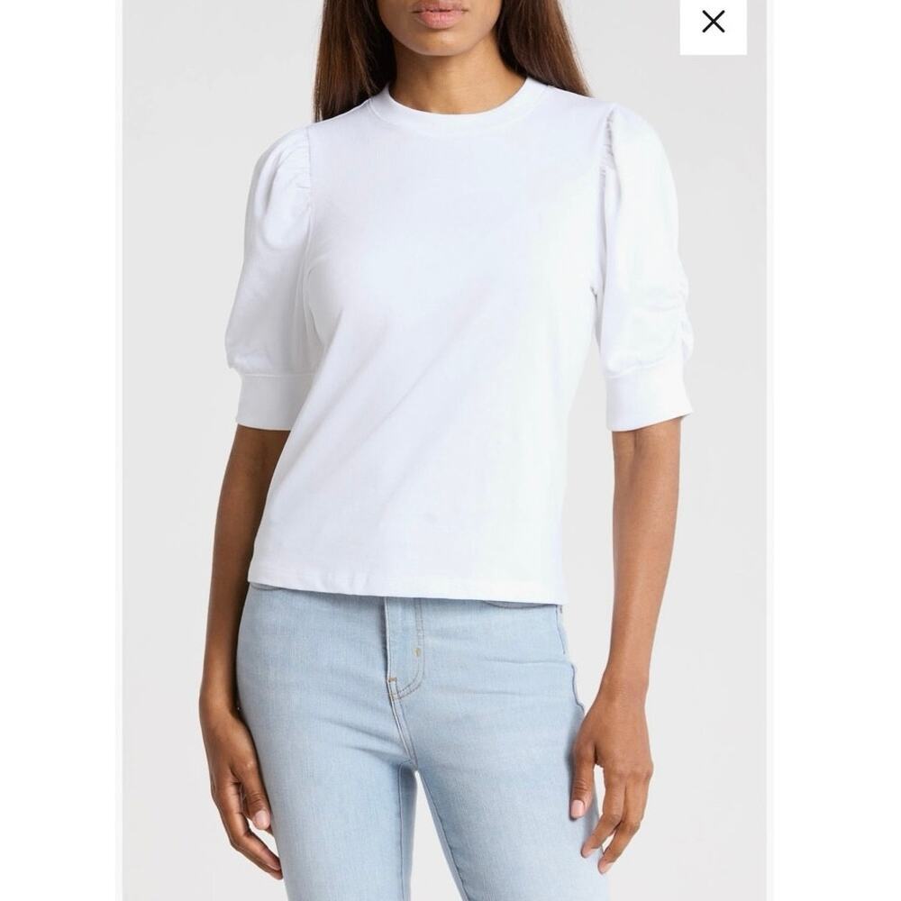 NWOT Women’s FRAME Denim Frankie Puff Sleeve Tee in White SZ S